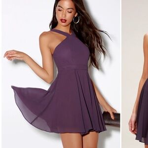 Lulus “Forevermore” Dusty Purple Skater Dress – Size Small
